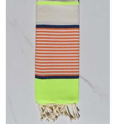 fouta  enfants fluo ,bleu jean , orange et blanc cassé