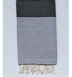 fouta nid d'abeille gris ardoise avec fil lurex 