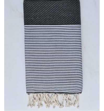 fouta nid d'abeille gris ardoise avec fil lurex