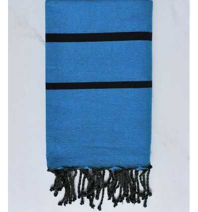 fouta plate noir et bleu saphir