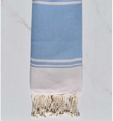 serviette de plage RAF-RAF  bleu bleuet et rose pastel pâle 