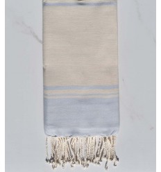 serviette de plage RAF-RAF blanc crémé et bleu ciel 