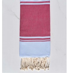 serviette de plage RAF-RAF rose framboise et bleu ciel 
