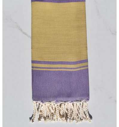 serviette de plage RAF-RAF ocre jaune et violet parme 
