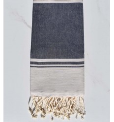 serviette de plage RAF-RAF bleu de minuit et bisque 