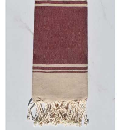 serviette de plage RAF-RAF  rouge bordeaux et beige