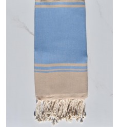 serviette de plage RAF-RAF bleu bleuet et beige 
