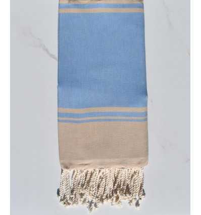 serviette de plage RAF-RAF bleu bleuet et beige