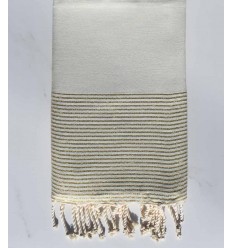 Fouta lurex plate écru mélangé avec fil lurex doré 