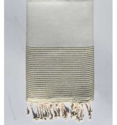 Fouta lurex plate écru mélangé avec fil lurex doré