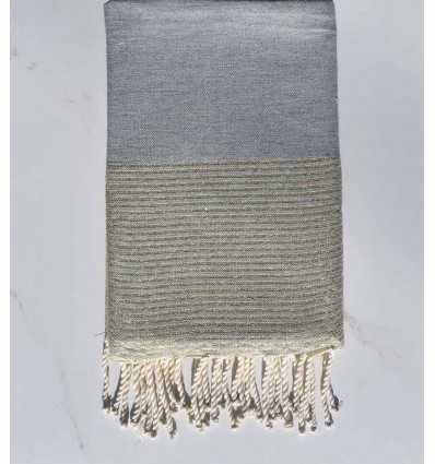 fouta plate lurex gris souris foncé avec fil lurex doré