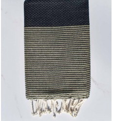 fouta lurex nid d'abeille bleu nuit 