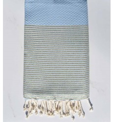 fouta lurex nid d'abeille bleu maya 