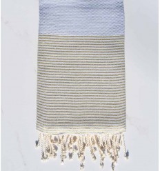 fouta lurex nid d'abeille gris souris avec fil lurex doré 