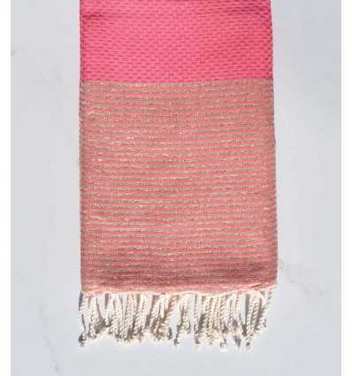 fouta lurex nid d'abeille rose foncé