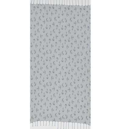Fouta jacquard ancre gris et bleu fumé 