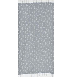 Fouta jacquard ancre gris et bleu fumé 