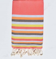 Fouta Plate nacarat clair,gris,chair,marron et jaune