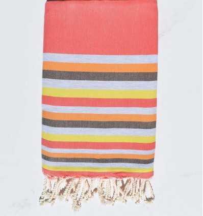 Fouta Plate nacarat clair,gris,chair,marron et jaune