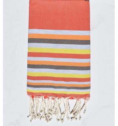 Fouta Plate orange,gris,chair,marron et jaune