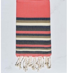 Fouta plate nacarat clair,bleu denim,beige, blanc crème et vert militaire