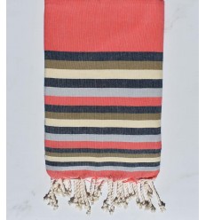 Fouta plate nacarat clair,bleu denim,beige, blanc crème et gris