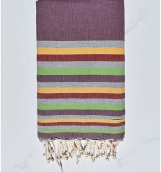 Fouta plate Mauve, gris , jaune,rouge et vert clair 
