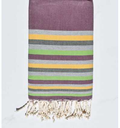 Fouta plate Mauve, gris , jaune,vert militaire et vert clair