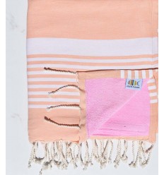 fouta arthur doublée éponge péche et rose 