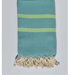Fouta chevron vert turquoise et vert anis 
