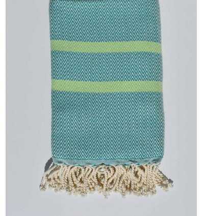 Fouta chevron vert turquoise et vert anis