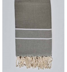 Fouta chevron vert olive pâle 