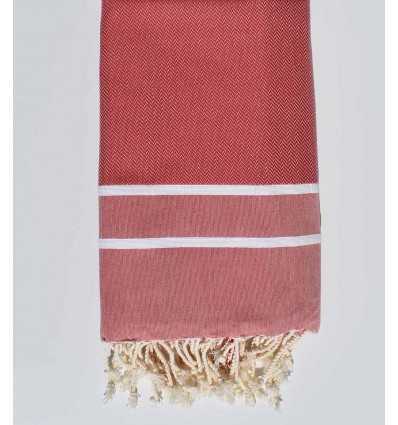 Fouta chevron rouge framboise