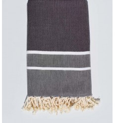 Fouta chevron violet d'évêque bandes blanche 