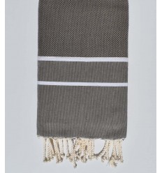 Fouta chevron gris poussière 