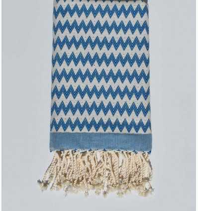 Fouta zigzag bleu céleste