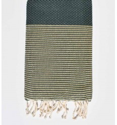 fouta lurex nid d'abeille vert foncé 
