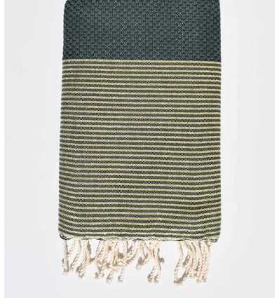 fouta lurex nid d'abeille vert foncé