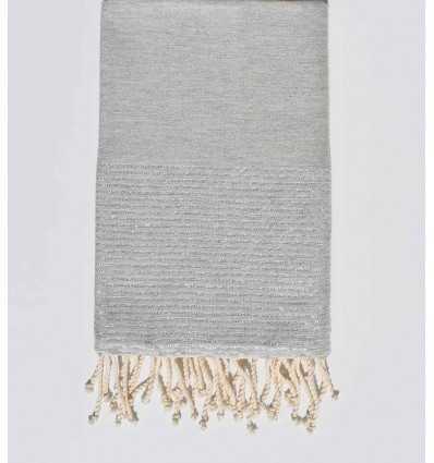 fouta plate gris clair  avec fil lurex  argenté