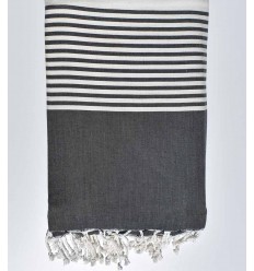 Jeté rayée noir et écru 