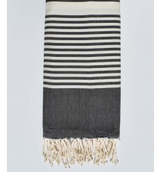 Jeté gris ardoise et écru 