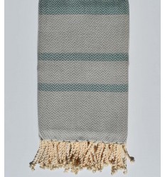 fouta chevron vert et gris clair 