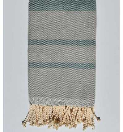 fouta chevron vert et gris clair