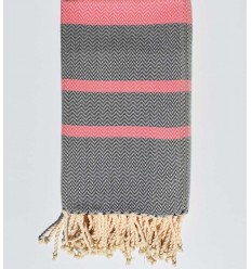 fouta chevron rose foncé et bleu nuit 