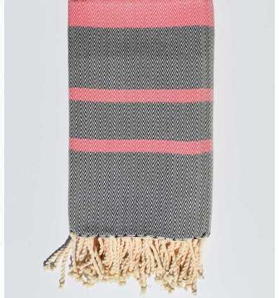 fouta chevron rose foncé et bleu nuit