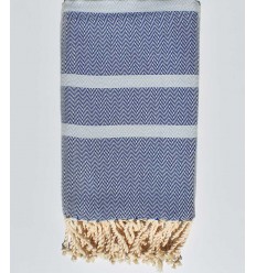 fouta chevron bleu roi  et bleu maya 