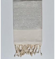 Fouta Lurex plate blanc crème et argent 