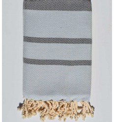 fouta chevron bleu maya et bleu ardoise 