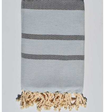 fouta chevron bleu maya et bleu ardoise