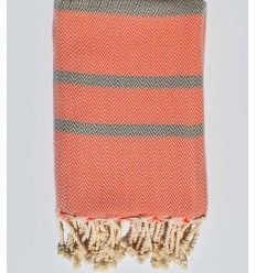 fouta chevron orange et taupe 